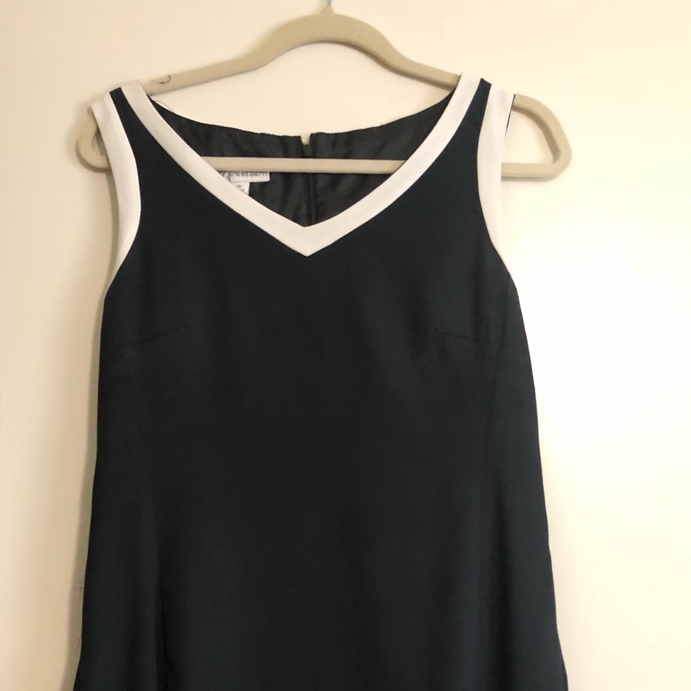 Classic Black Dress with White Neckline